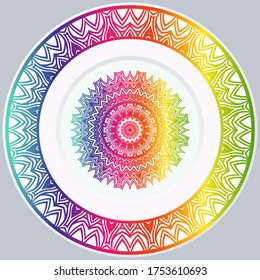 decorative plates for interior design. Empty dish, porcelain plate mock up design. Vector illustration.