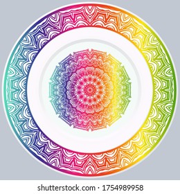 decorative plates for interior design. Empty dish, porcelain plate mock up design. Vector illustration.