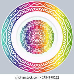 platos decorativos para el diseño interior. Plato vacío, placa de porcelana burlándose del diseño. Ilustración vectorial.