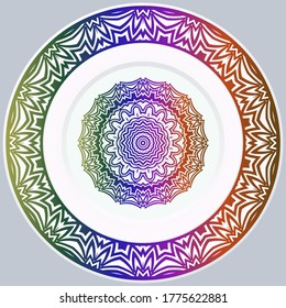 platos decorativos para el diseño interior. Plato vacío, placa de porcelana burlándose del diseño. Ilustración vectorial.