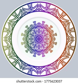 decorative plates for interior design. Empty dish, porcelain plate mock up design. Vector illustration.