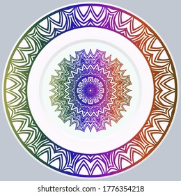 decorative plates for interior design. Empty dish, porcelain plate mock up design. Vector illustration.