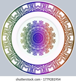 decorative plates for interior design. Empty dish, porcelain plate mock up design. Vector illustration.