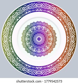 decorative plates for interior design. Empty dish, porcelain plate mock up design. Vector illustration.