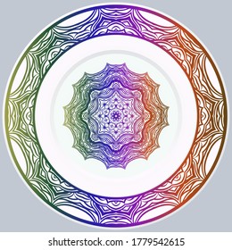 decorative plates for interior design. Empty dish, porcelain plate mock up design. Vector illustration.