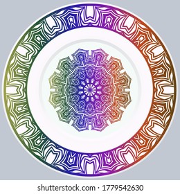 platos decorativos para el diseño interior. Plato vacío, placa de porcelana burlándose del diseño. Ilustración vectorial.