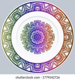 decorative plates for interior design. Empty dish, porcelain plate mock up design. Vector illustration.