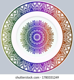 decorative plates for interior design. Empty dish, porcelain plate mock up design. Vector illustration.