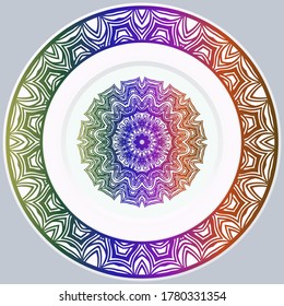 decorative plates for interior design. Empty dish, porcelain plate mock up design. Vector illustration.
