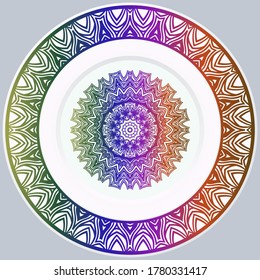 decorative plates for interior design. Empty dish, porcelain plate mock up design. Vector illustration.