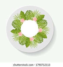 decorative plates for interior design. Empty dish, porcelain plate mock up design. Vector illustration. 