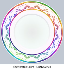 decorative plates for interior design. Empty dish, porcelain plate mock up design. Vector illustration. Decorative plates with stilish ornament patterns. Home decor background