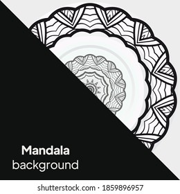 Decorative plates for interior design. Empty dish, porcelain plate mock up design. Vector illustration. Decorative plates with Mandala ornament patterns. Home decor background