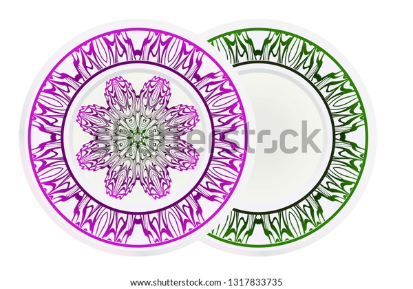 Decorative Plates Interior Design Empty Dish Stock Vector Royalty