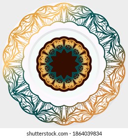 decorative plates, Islamic plate with mandala pattern. Vector illustration