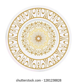 Decorative plates with Mandala ornament patterns. Home decor background. Vector illustration.