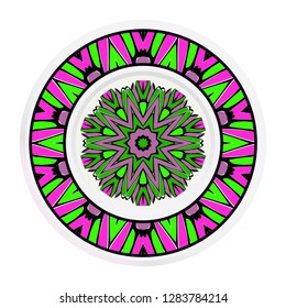 Decorative plates with Mandala ornament patterns. Home decor background. Vector illustration.