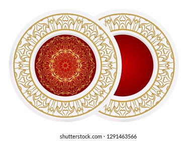 Decorative plates with Mandala ornament patterns. Home decor background. Vector illustration.