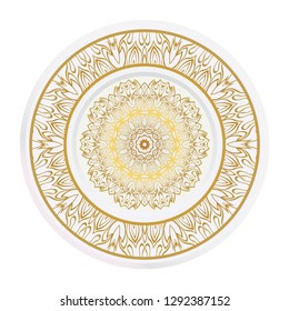 Decorative plates with Mandala ornament patterns. Home decor background. Vector illustration.
