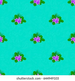 Decorative plumeria flowers repeating pattern. Vector illustration. Abstract elegance seamless pattern with floral motifs on a blue background.