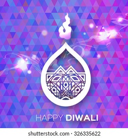 Decorative Polygonal Paper Diwali Diya - Oil Lamp Design. Vector illustration - eps10