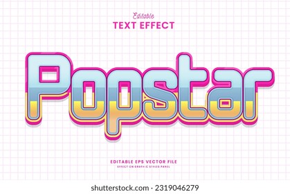 decorative popstar editable text effect vector design