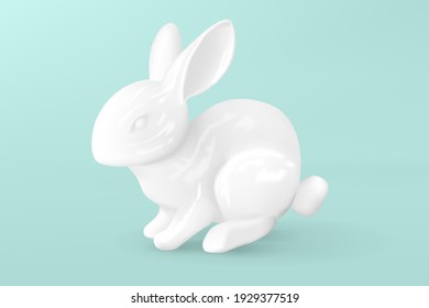 Weißer Hasen aus dekorativem Porzellan. Osterhase