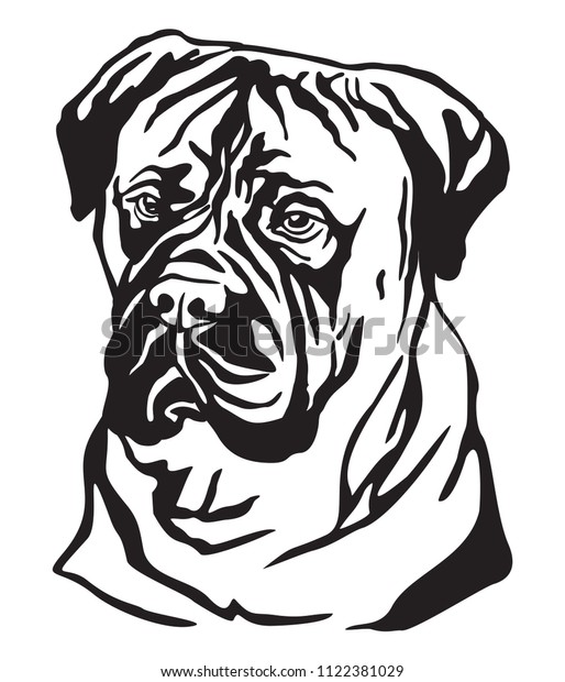 Decorative Portrait Dog Bullmastiff Vector Isolated Stock Vector 