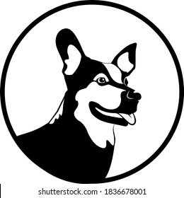 Decorative portrait of dog, German Shepherd , vector isolated illustration in black color on white background