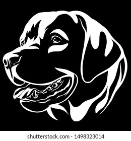 Decorative portrait of dog Labrador Retriever, vector isolated illustration in black color on white background