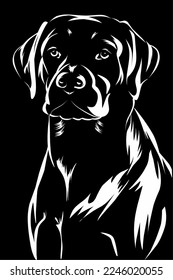 Decorative portrait of dog Labrador Retriever, vector isolated illustration in white color on black background