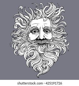 Decorative portrait of a Man with a beard and mustache. Vector illustration.