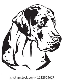 Decorative portrait in profile of dog Great Dane, vector isolated illustration in black color on white background