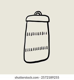 Decorative Potted Ceramic Jar. Pot Container Sketch Black Line Symbol. Stylized Whimsical Hand Drawn Vector Element Decor
