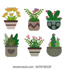 Decorative Potted Plant Collection Vector