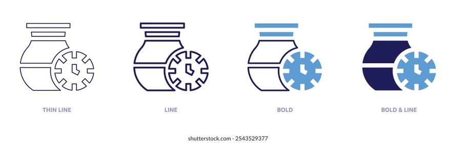 Decorative pottery icon in 4 different styles. Thin Line, Line, Bold, and Bold Line. Duotone style. Editable stroke.