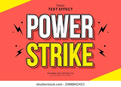 decorative power strike thunder editable text effect vector design