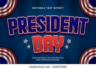 vector de efecto de texto modificable del día del presidente decorativo