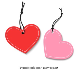 
Decorative price tags isolated on white. Heart labels for valentines day design. Vector illustration