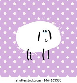Decorative print cartoon sheep and background, seamless pattern of peas, in vector
