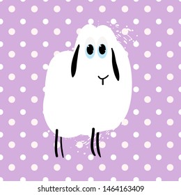 Decorative print cartoon sheep and background, seamless pattern of peas, in vector
