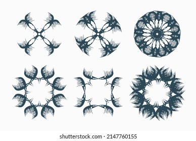 Decorative print. Graphic image of abstract flowers [vector set]