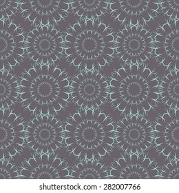 Decorative print, hand drawn stroke / circles on dark background, vector seamless pattern, wallpaper tile