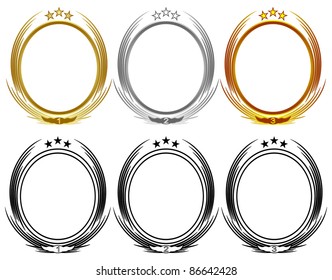 Decorative prize limits on a white background. Frame of gold, silver and bronze.