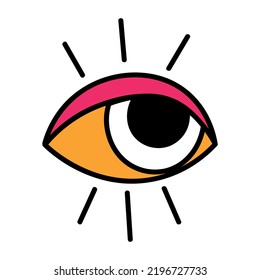 Decorativo ojo psicodélico trippy de criatura Halloween. elemento doodle de Halloween