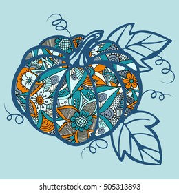 Decorative pumpkin with a beautiful floral pattern. Print on T-shirts, banners, posters, covers.