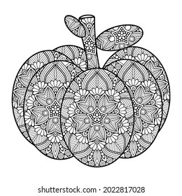 Decorative pumpkin with Beautiful Pattern. Thanksgiving and Halloween Decorations.