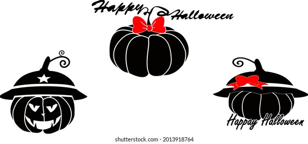 Decorative pumpkin with hat, bow tie. Vector
