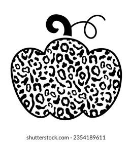 Decorative Pumpkin Illustration clip art print with Leopard Pattern isolated on white background
