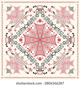  Decorative Purple Background Ornate Cross Motif
